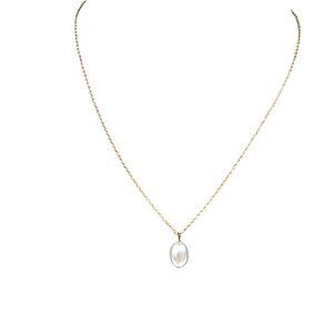 Dainty Gold Chain Necklace With Faux Pearl Pendant NWOT
